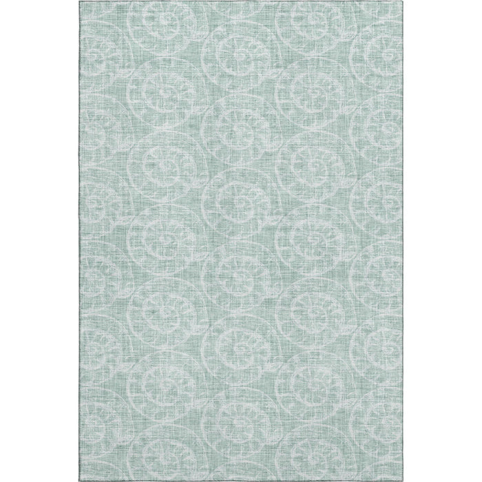 9' X 12' Geometric Washable Area Rug With UV Protection (646114) - Green / Ivory