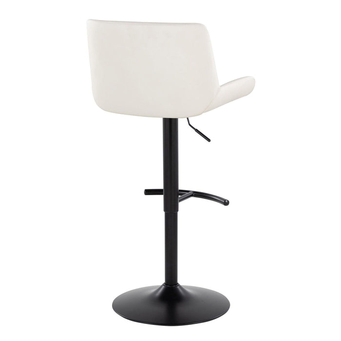 Santi - Upholstered Adjustable Barstool With Swivel And Rounded T Footrest (Set of 2) - Black Metal