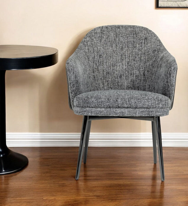 Upholstered Fabric Faux Leather Wing Back Dining Arm Chair - Gray