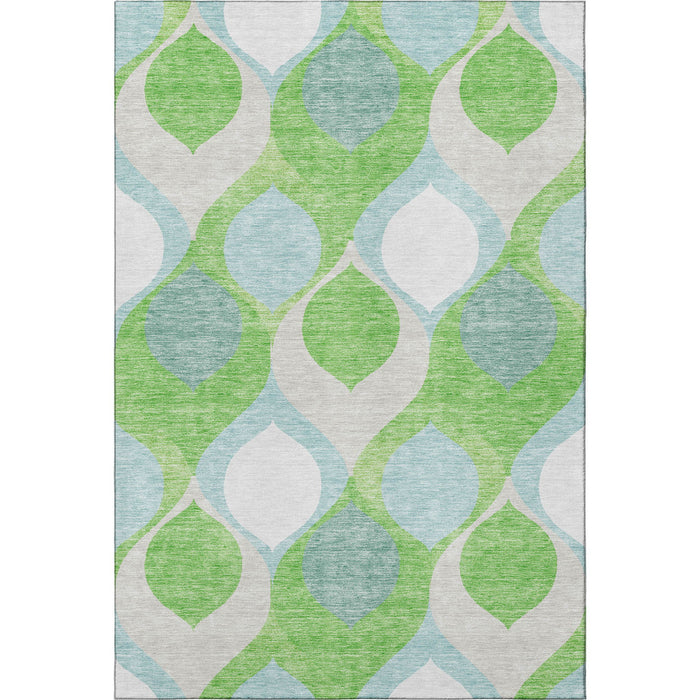 10' X 14' Ogee Washable Area Rug With UV Protection - Lime Green