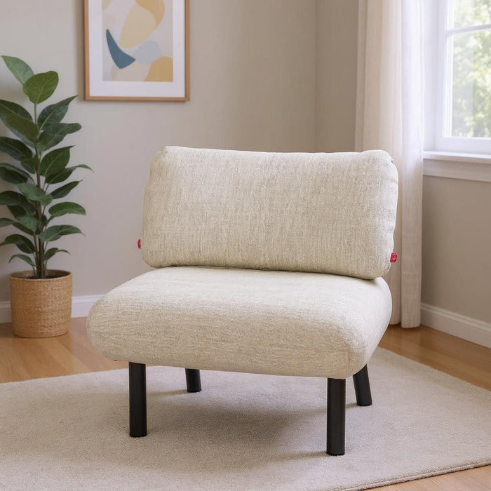 33" Fabric Side Chair - Beige / Black