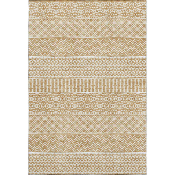 10' X 14' Striped Washable Area Rug With UV Protection (674778) - Gold / Ivory