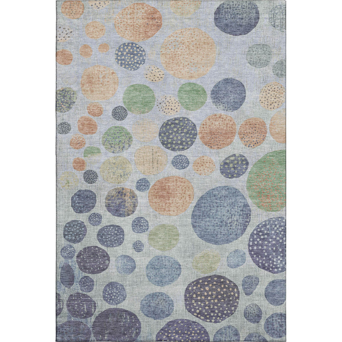10' X 14' Geometric Washable Area Rug With UV Protection (707443) - Denim Blue / Green / Peach