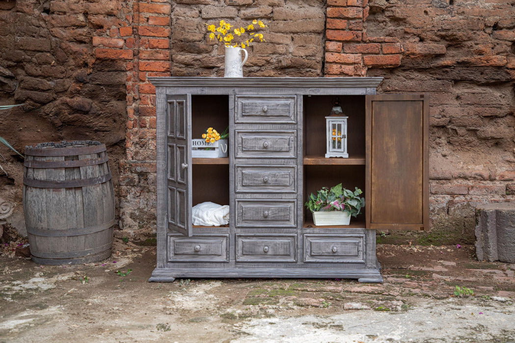 Solid Wood Seven Drawer Gentlemans Chest - Gray