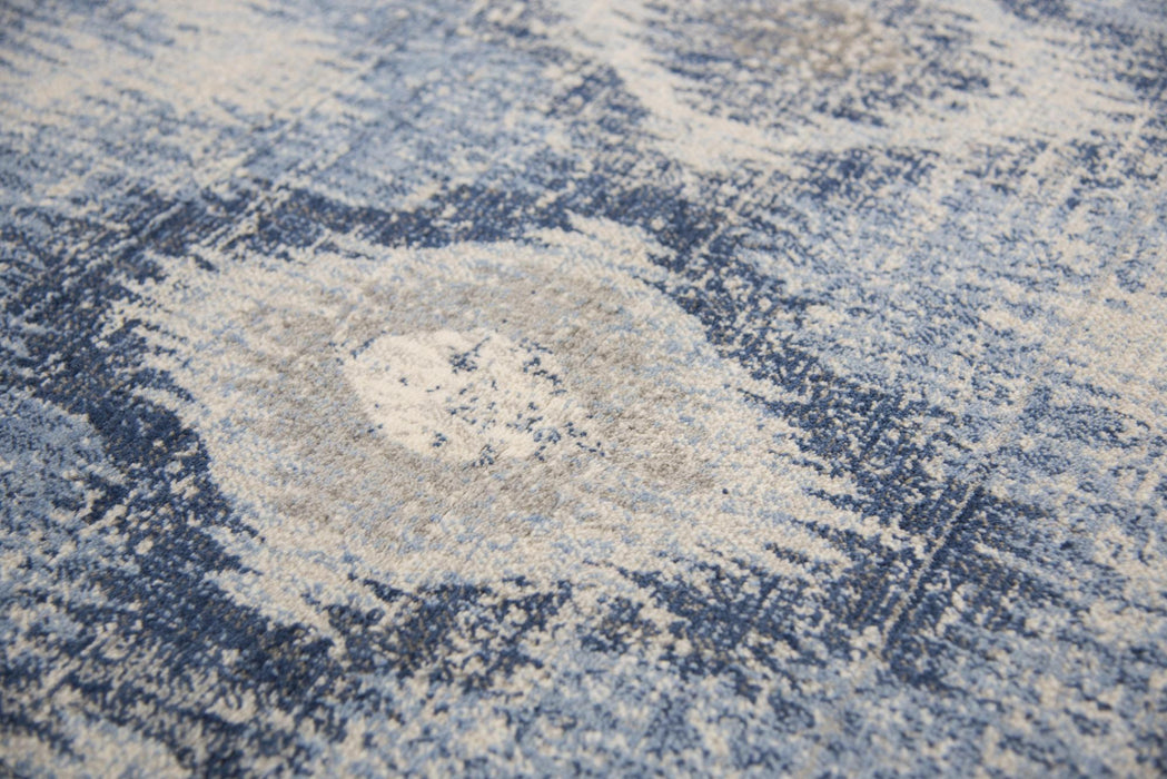 8' X 10' New Zealand Lambs Wool Hand Carved Handmade Area Rug (747449) - Blue / Dark Blue / Gray
