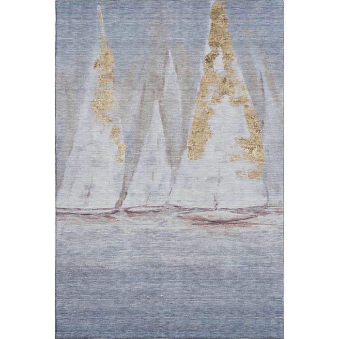 10' X 14' Nautical Washable Area Rug With UV Protection (717296) - Blue / Gold