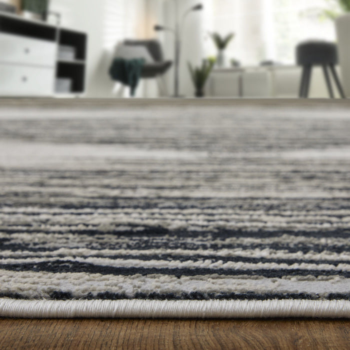 10' x 13' Geometric Power Loom Area Rug - Black And Silver