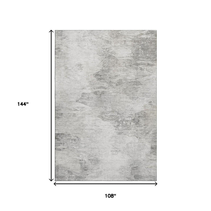 9' X 12' Abstract Washable Area Rug With UV Protection (650643) - Silver / Gray