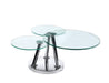 HomeRoots 32-inch glass and metal round coffee table with clear glass top and silver metal frame, modern living room decor.