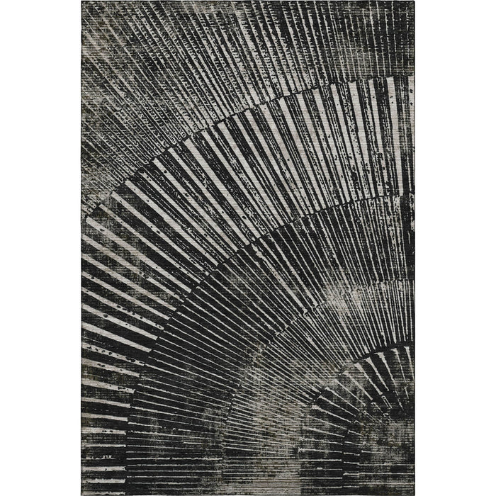 10' X 14' Geometric Washable Area Rug With UV Protection (648322) - Black / Ivory