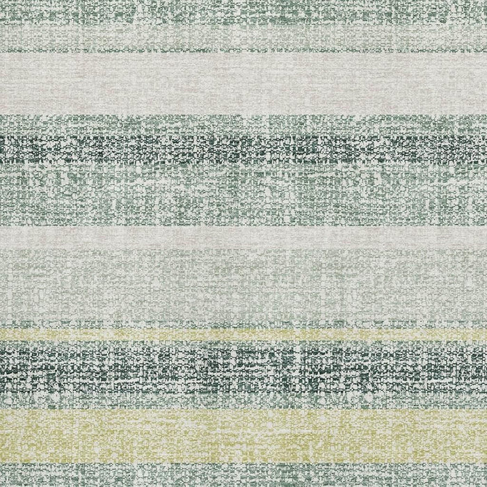 10' X 14' Striped Washable Area Rug With UV Protection (718629) - Pale Aqua / Beige