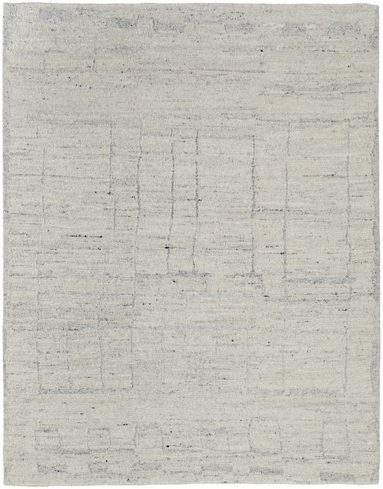 9' x 13' Abstract Hand Woven Worn Faded Area Rug - Gray And Ivory