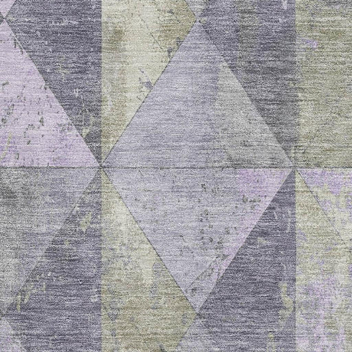 10' X 14' Geometric Washable Area Rug With UV Protection (699082) - Lavender / Fern Green / Ivory