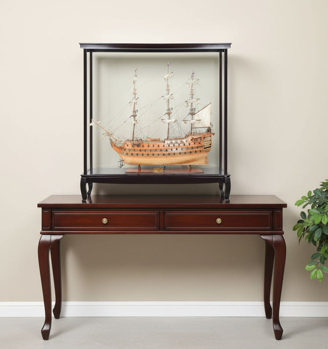 HMS Victory Boat Tabletop Sculpture With Case - Black / Light Brown