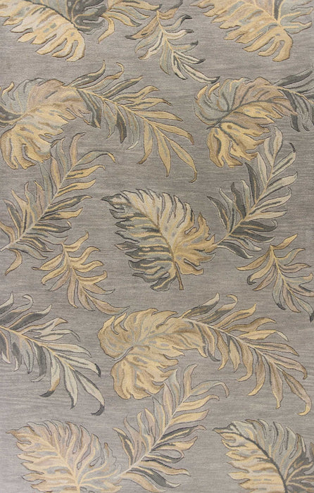 8' x 11' Hand Tufted Tropical Palms Indoor Area Rug - Gray