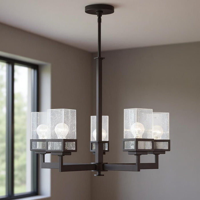 29" Five Light Dimmable Chandelier With Shades - Bronze