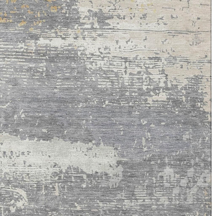 10' X 14' Abstract Washable Area Rug With UV Protection (701081) - Gold / Gray / Ivory