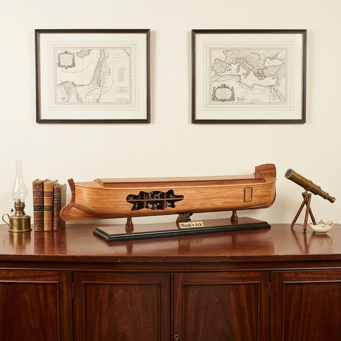 Wooden Hand Painted Decorative Boat - Brown