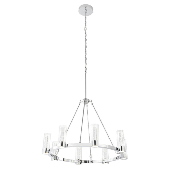 Candle Style Eight Light Metal Dimmable Smart Enabled Chandelier With Shades - Clear / Silver