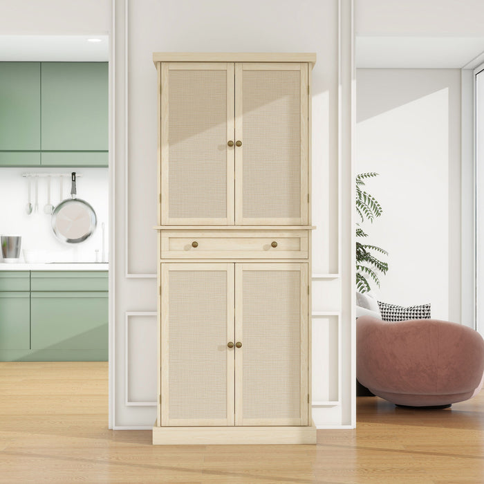 Giga natural 4-door storage cabinet with one drawer and four adjustable shelves, accent furniture for organized interior spaces.