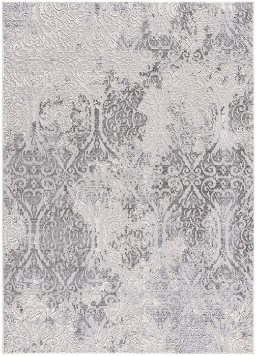 8' x 11' Tinted Ogee Pattern Area Rug - Cream And Gray