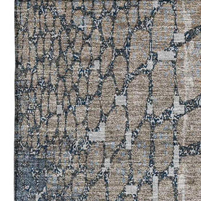 10' X 14' Abstract Geometric Washable Area Rug With UV Protection (677969) - Silver / Gray / Beige