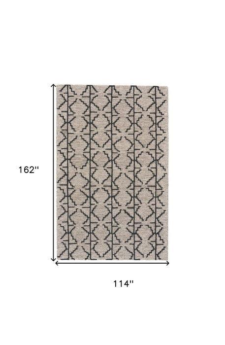 10' x 13' Wool Geometric Tufted Handmade Stain Resistant Area Rug - Black Taupe And Gray