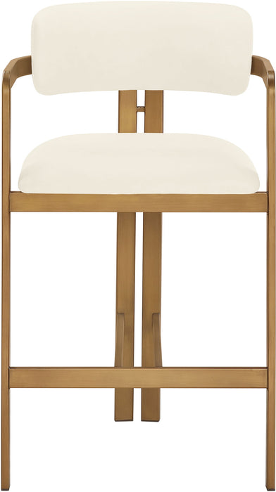 Aurum - Vegan Leather Upholstered Counter Stool With Brushed Brass Base