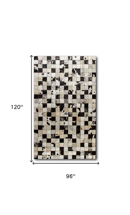 8' X 10' Cowhide Patchwork Area Rug (544471) - Black / White