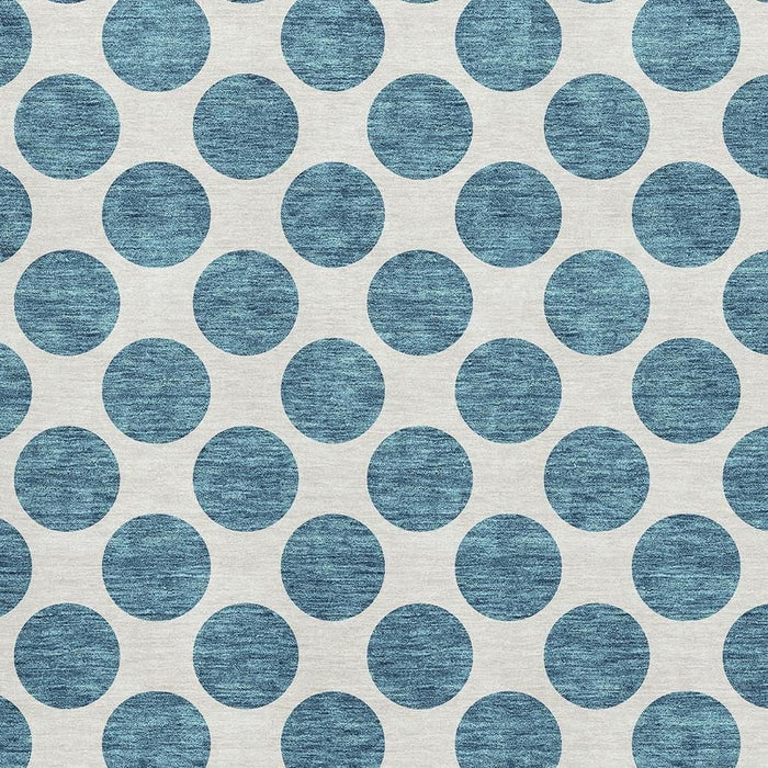 10' X 14' Polka Dot Washable Area Rug With UV Protection (677441) - Teal / Ivory