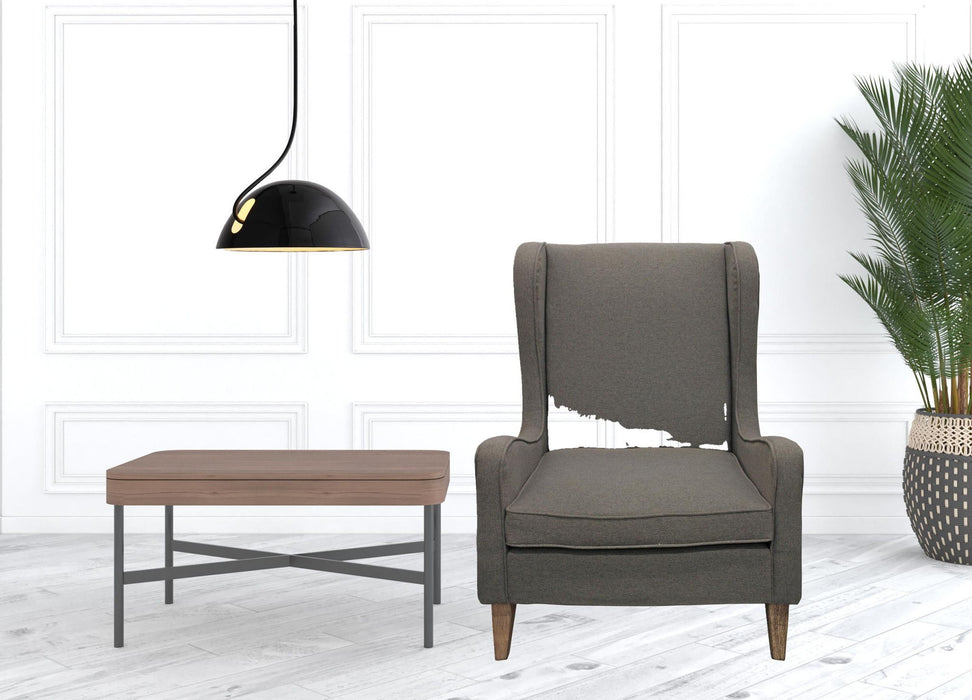 Linen And Natural Solid Color Lounge Chair - Gray