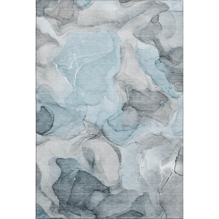 8' X 10' Abstract Washable Area Rug With UV Protection (646744) - Teal / Gray