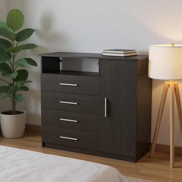 Four Drawer Combo Dresser - Black