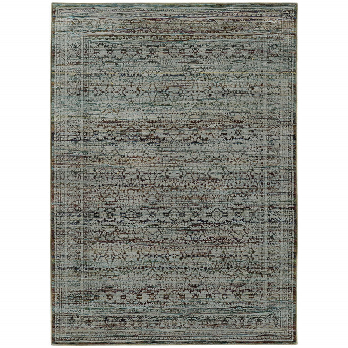 10' x 13.1' Oriental Power Loom Area Rug - Blue Green