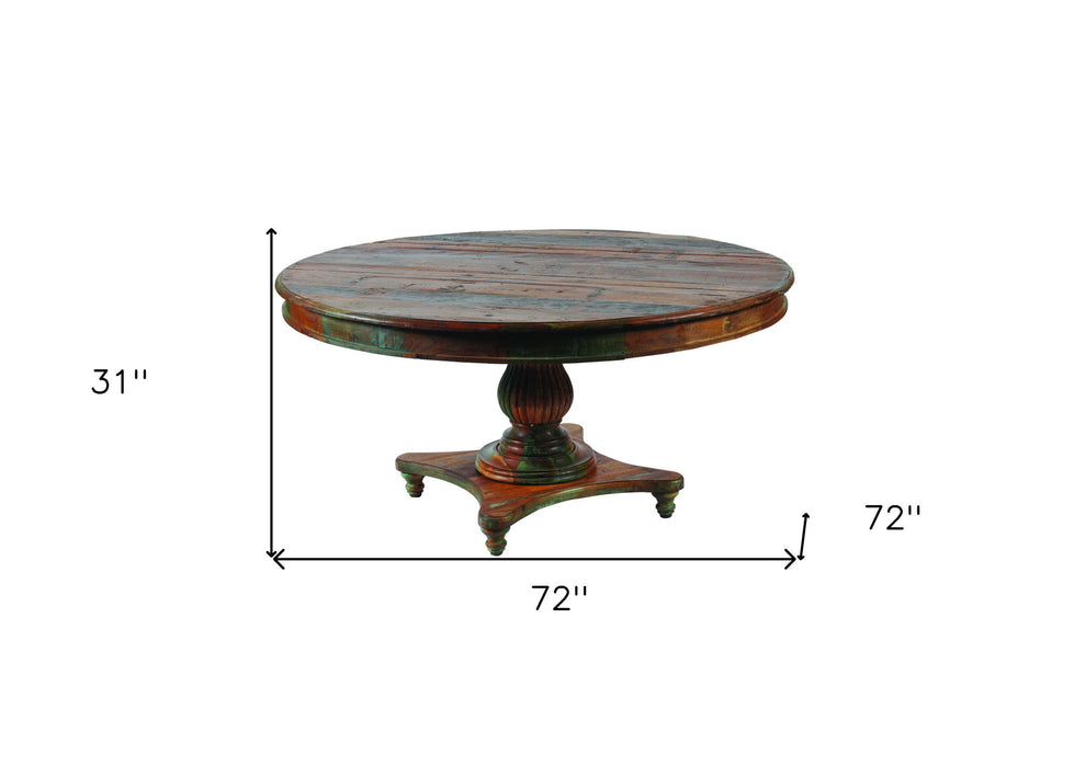 72" Rounded Solid Wood Dining Table - Brown