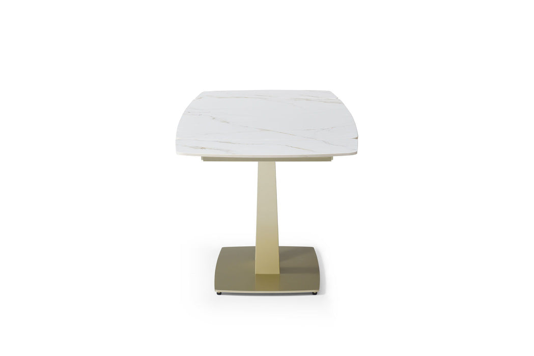 109 - Dining Table - White Gloss / Golden Jade