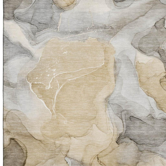 8' X 10' Abstract Washable Area Rug With UV Protection (646708) - Brown / Gray / Ivory