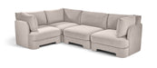 Meridian Furniture Hammond velvet performance fabric 4-piece sectional sofa with upholstered cushions and modern design.