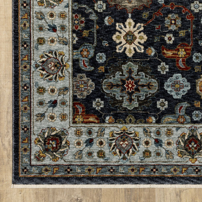 10' x 13' Oriental Power Loom Stain Resistant Area Rug With Fringe - Blue Red Beige Yellow Gray Rust And Gold