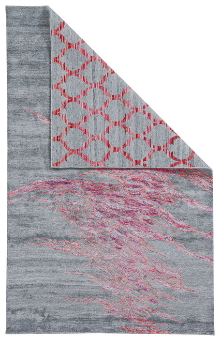 8' x 11' Abstract Hand Tufted Area Rug - Red And Gray