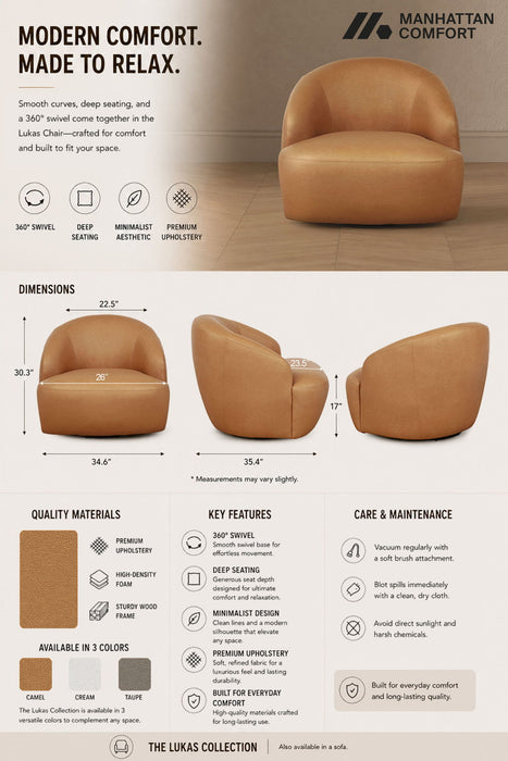 Manhattan Lukas - Upholstered Swivel Accent Chair