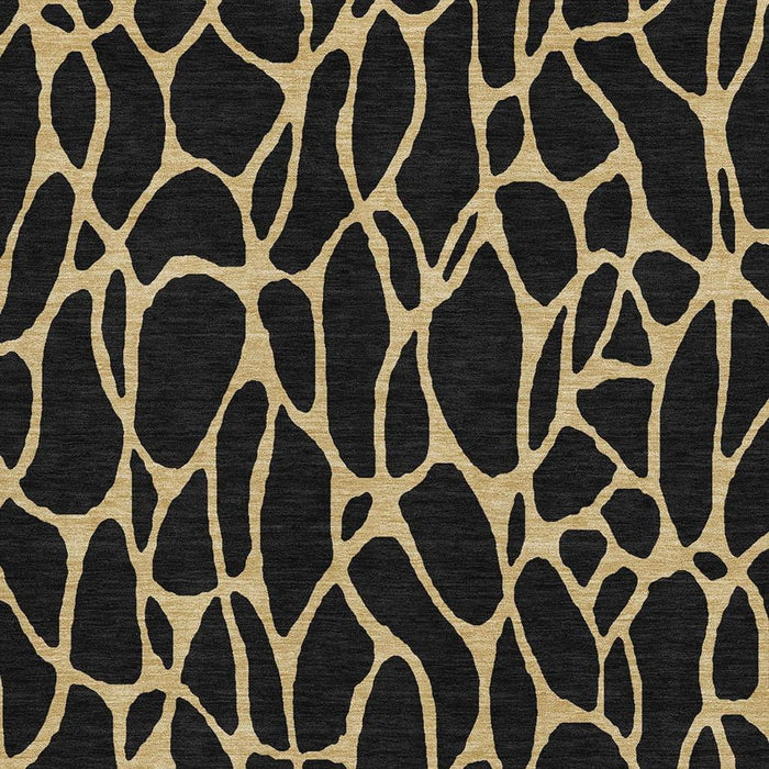 10' X 14' Geometric Washable Area Rug With UV Protection (680307) - Black / Gold