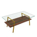 Modern Giga rectangle coffee table with tempered glass top and metal legs, ideal for living room decor.