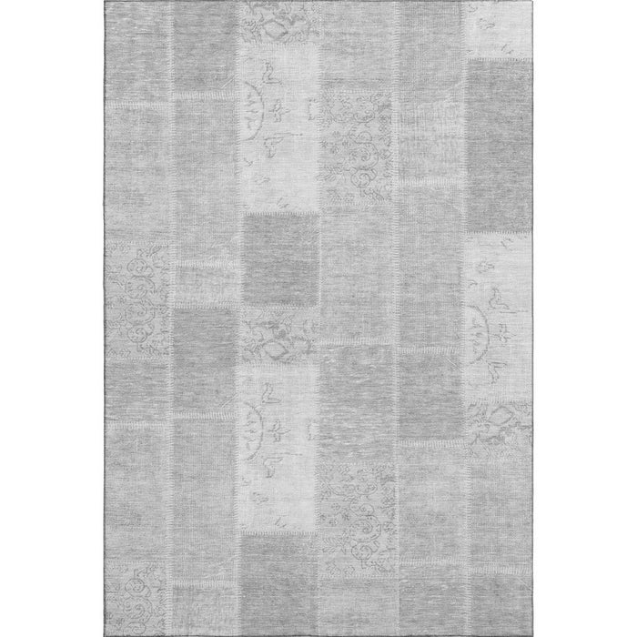 10' X 14' Patchwork Washable Area Rug With UV Protection (652965) - Silver / Ivory