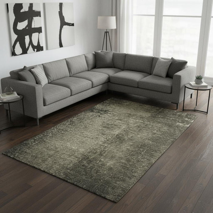 10' X 14' Abstract Washable Area Rug With UV Protection (648808) - Gray / Silver
