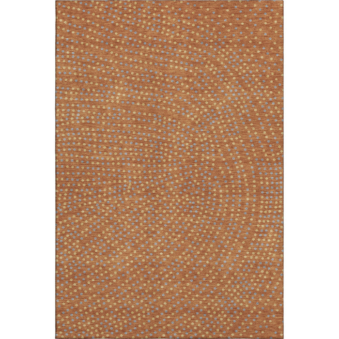 10' X 14' Polka Dot Washable Area Rug With UV Protection (680193) - Rust / Copper / Gray