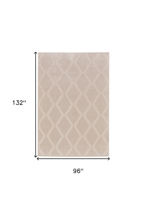 8' x 11' Geometric Stain Resistant Area Rug - Ivory And Tan