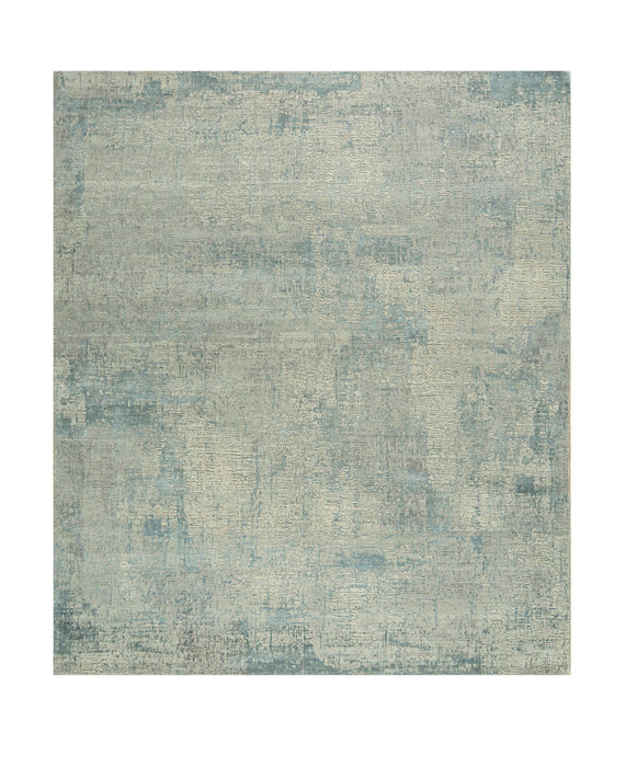 8' X 10' Abstract Hand Knotted Area Rug - Light Blue