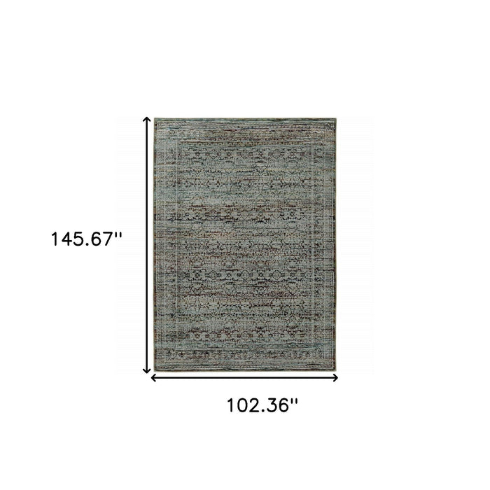 8.5' x 12.1' Oriental Power Loom Area Rug - Blue Green