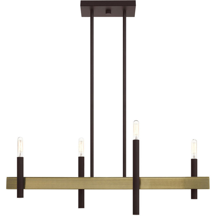 24" Four Light Dimmable Chandelier With Shades - Bronze